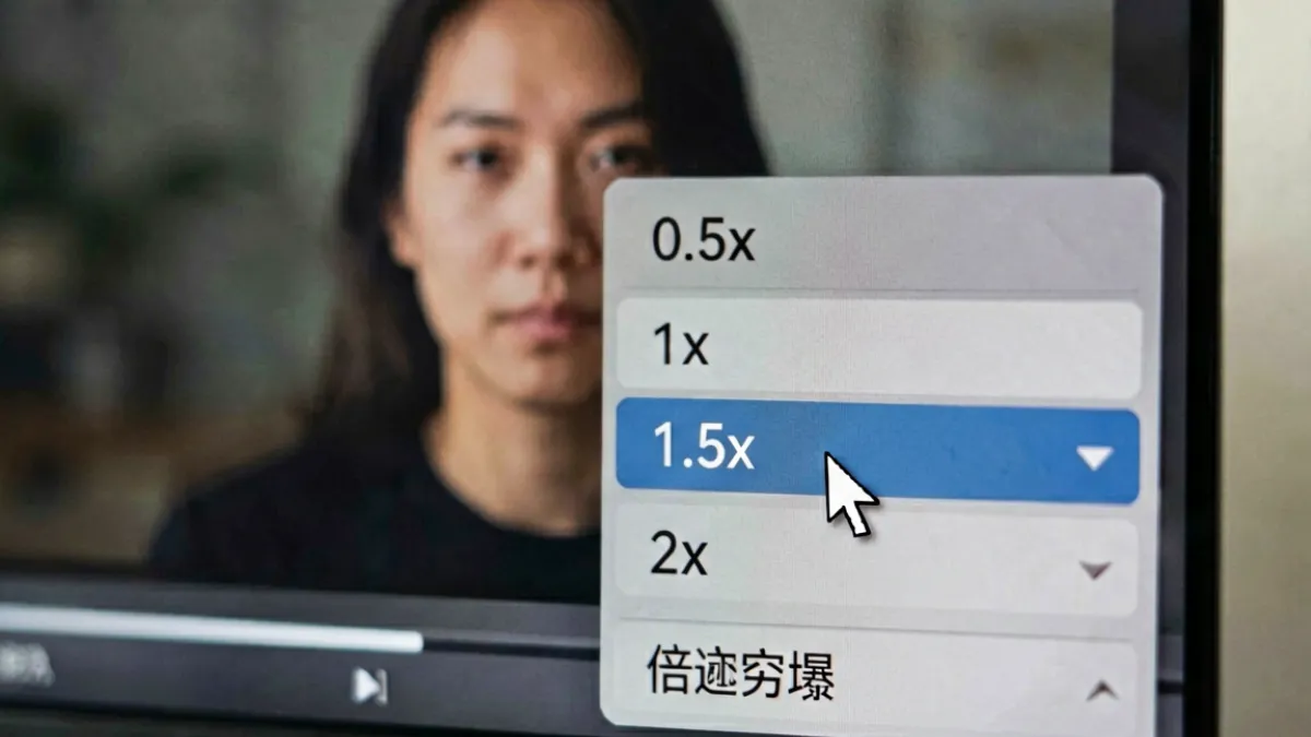 播放器界面展示倍速控制菜单和外挂字幕加载选项，用户正在调整免费看片的播放速度和字幕轨道